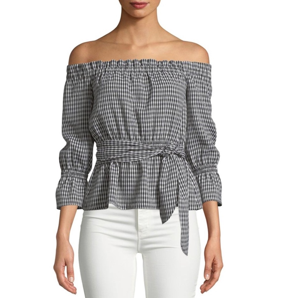 NWT Highline Gingham Off the Shoulder Top Size XL